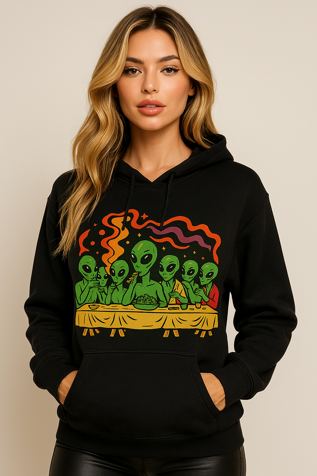 "Alien Last Supper" Psychedelic Hoodie